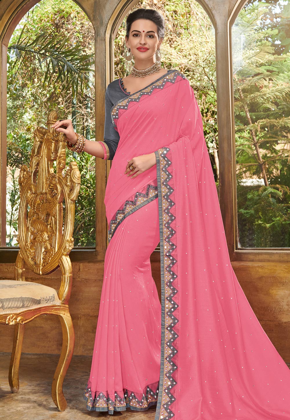 Pink Silk Festival Wear Saree 155835