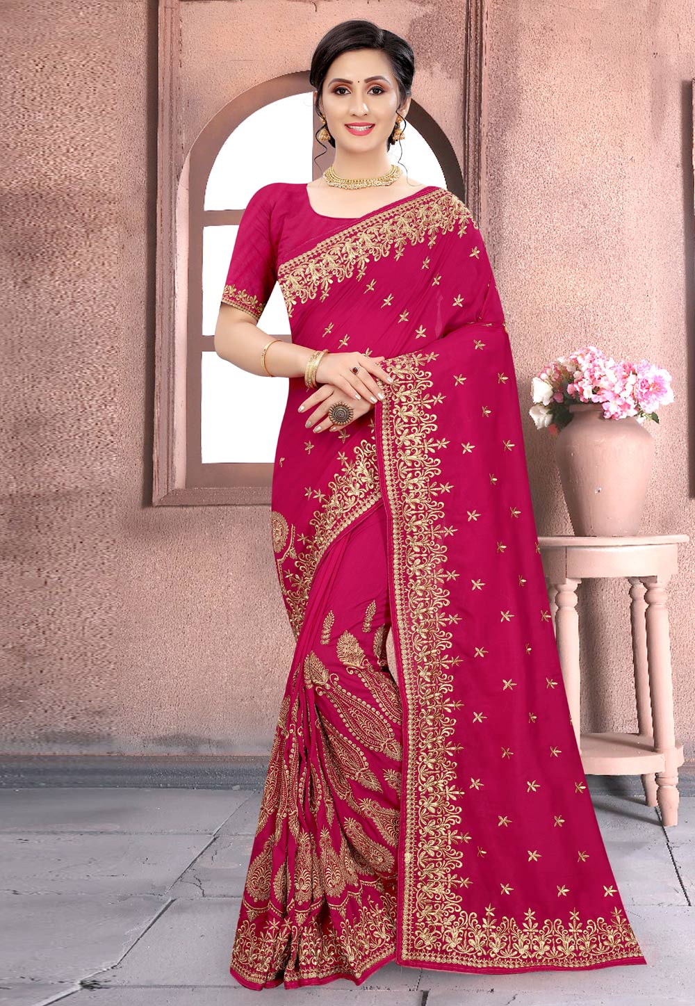 Pink Silk Saree With Blouse 228571