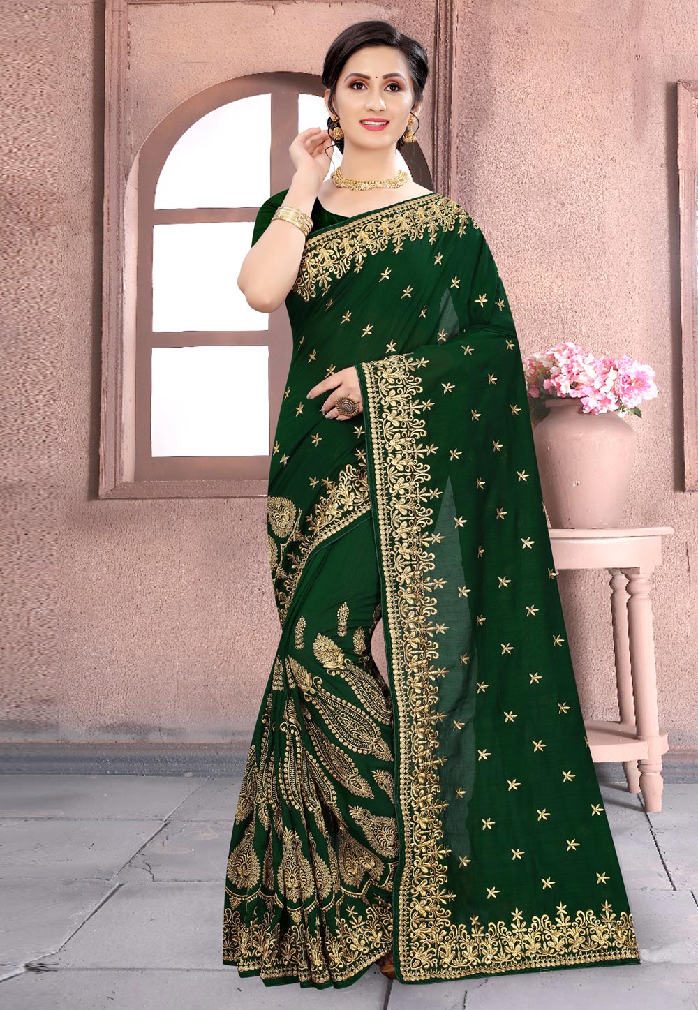Green Silk Festival Wear Saree 228572