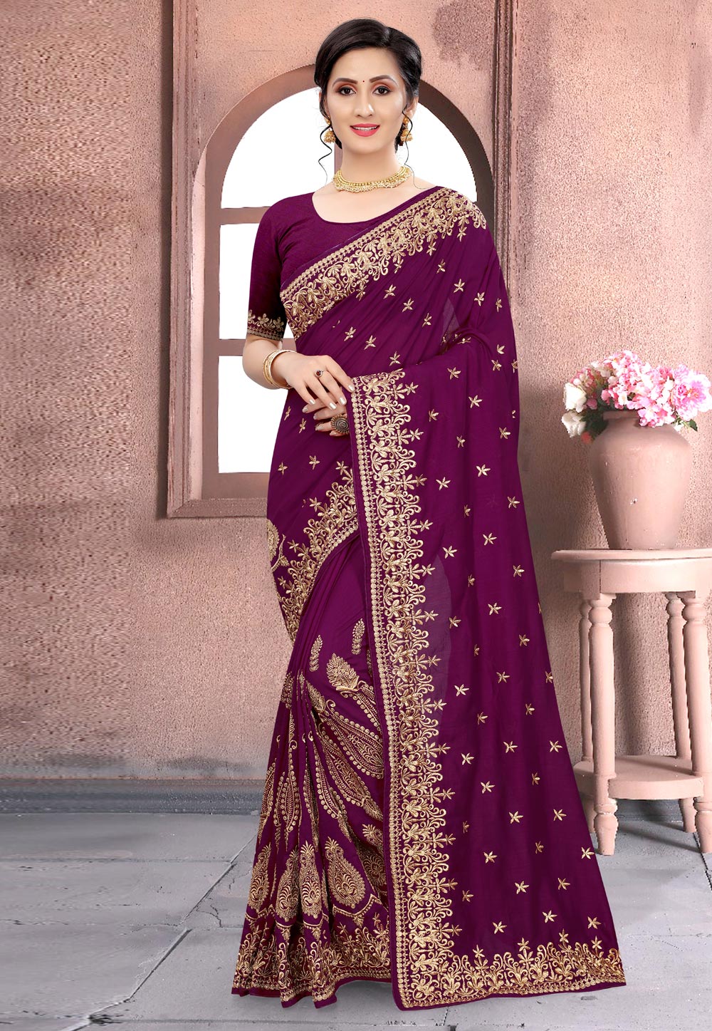 Purple Silk Saree With Blouse 228573