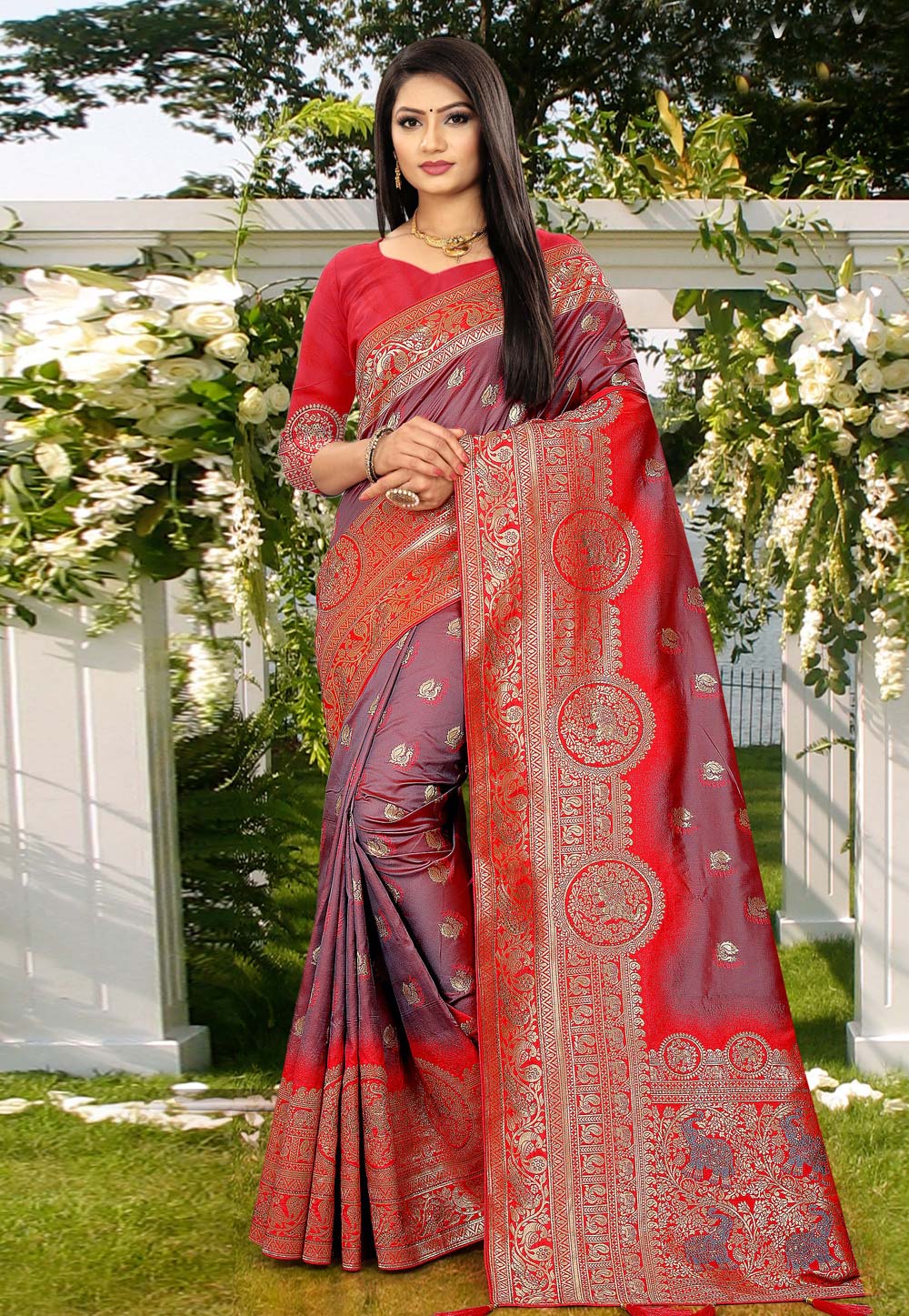 Purple Banarasi Silk Festival Wear Saree 231171
