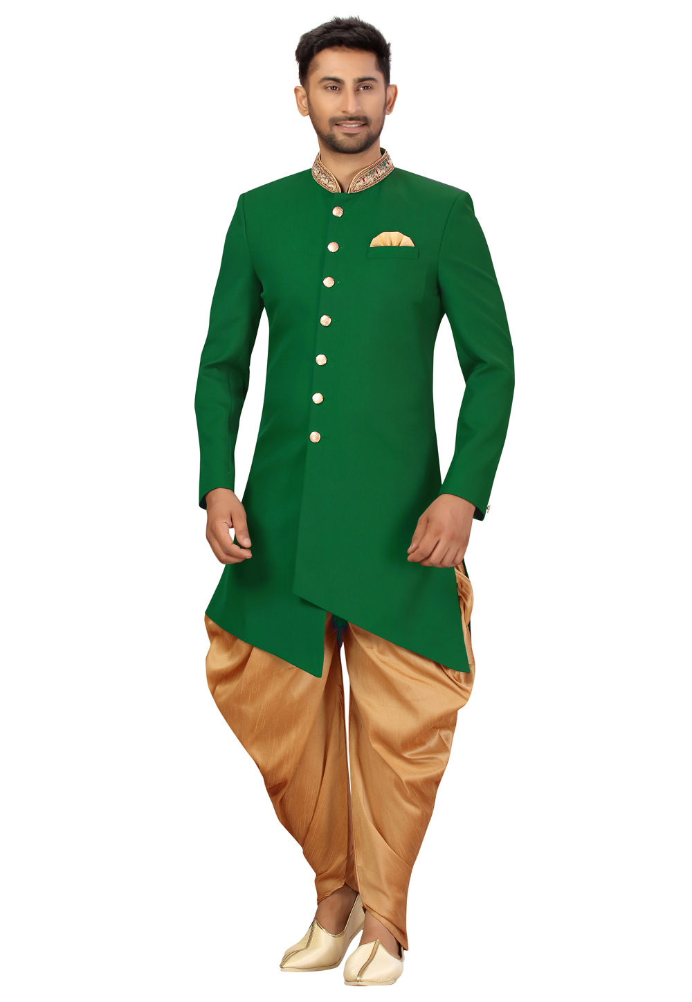 Green Art Silk Indo Western Suit 231330