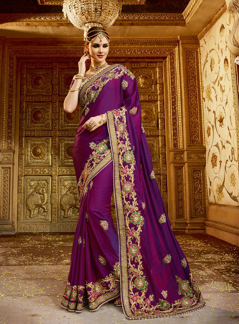 Purple Silk Wedding Saree 79639