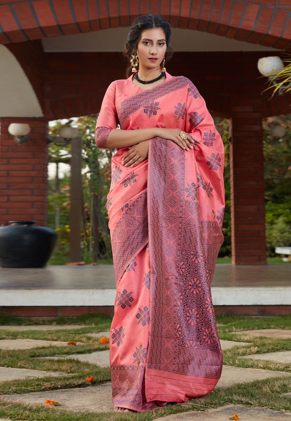 Pink Banarasi Silk Saree 217845