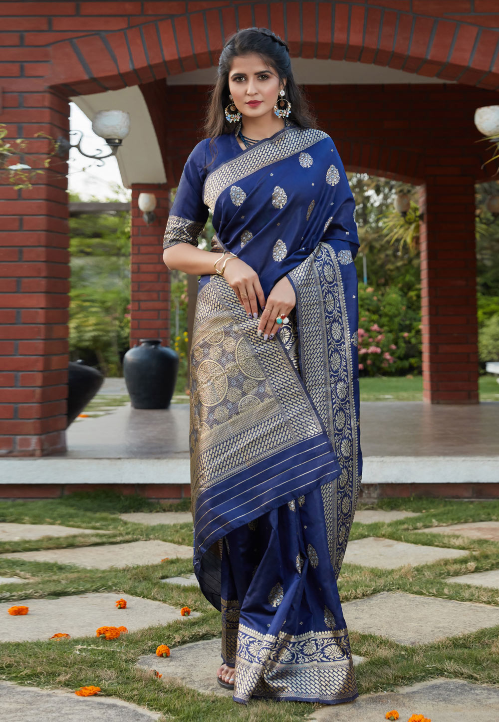 Blue Banarasi Silk Saree 217846