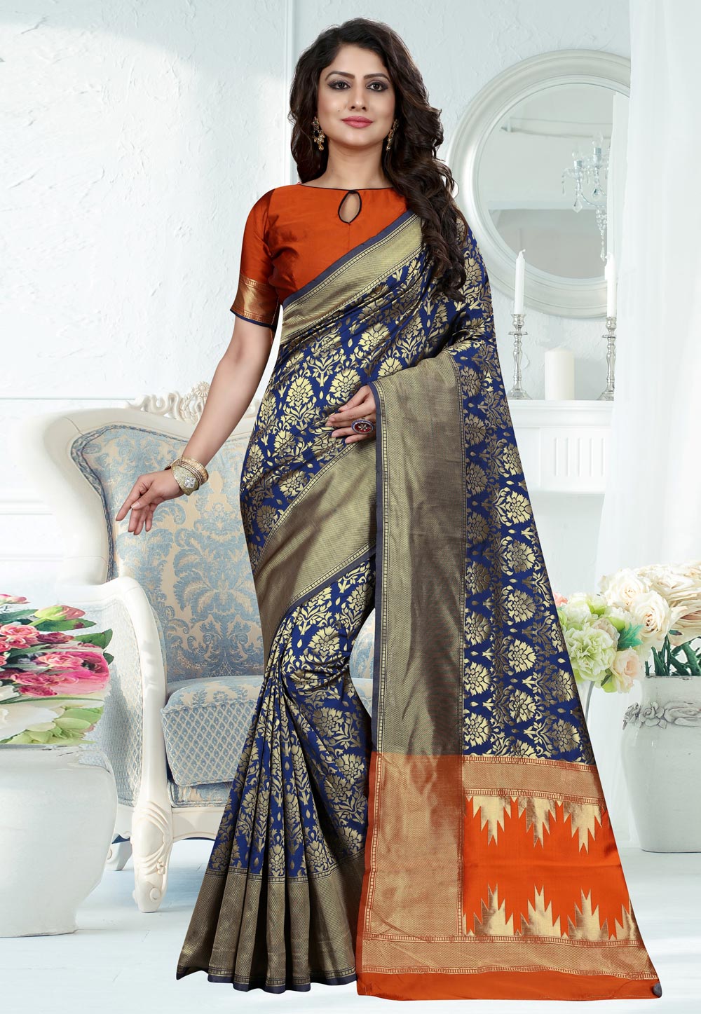 Blue Banarasi Art Silk Saree With Blouse 229949