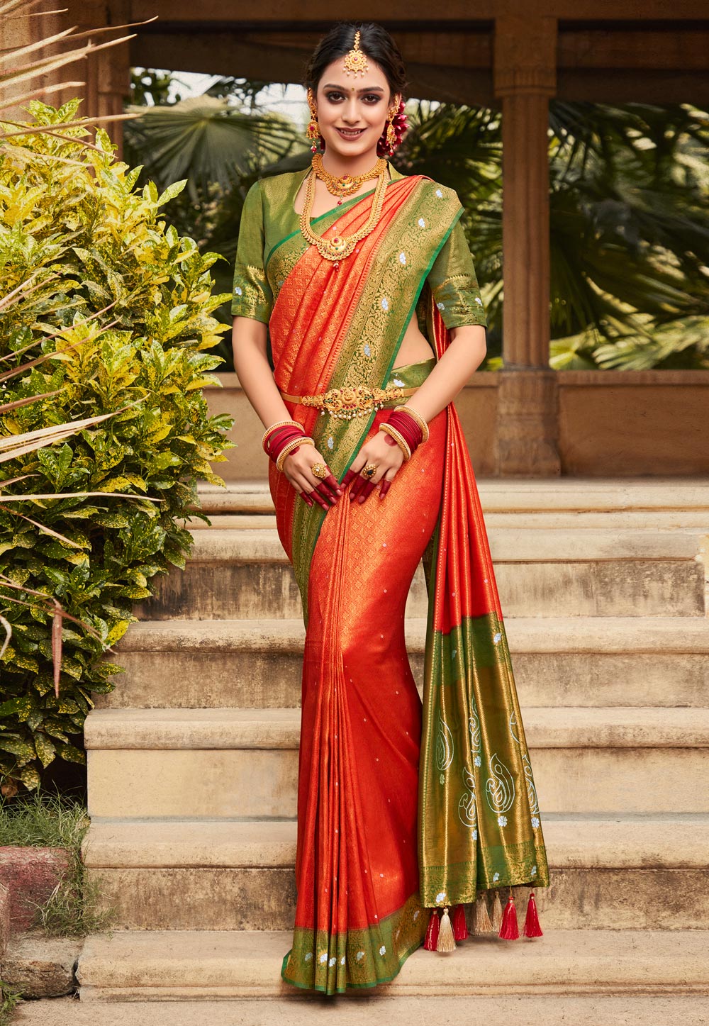 Orange Kanjivaram Silk Saree 266426