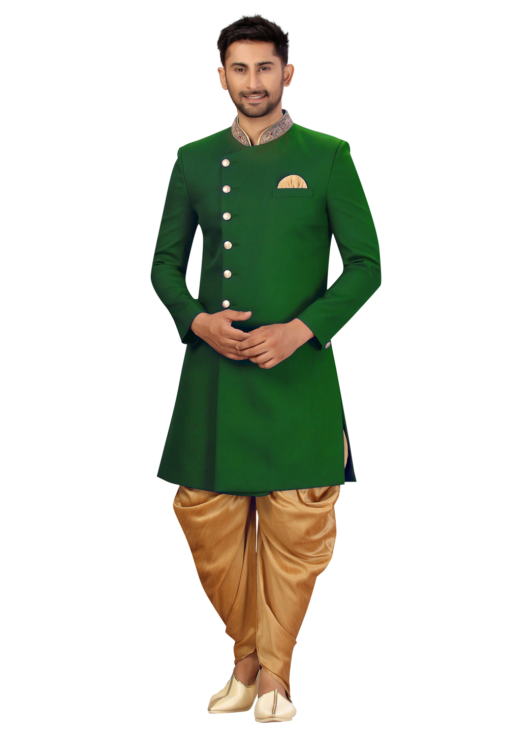 Green Art Silk Indo Western Suit 231332