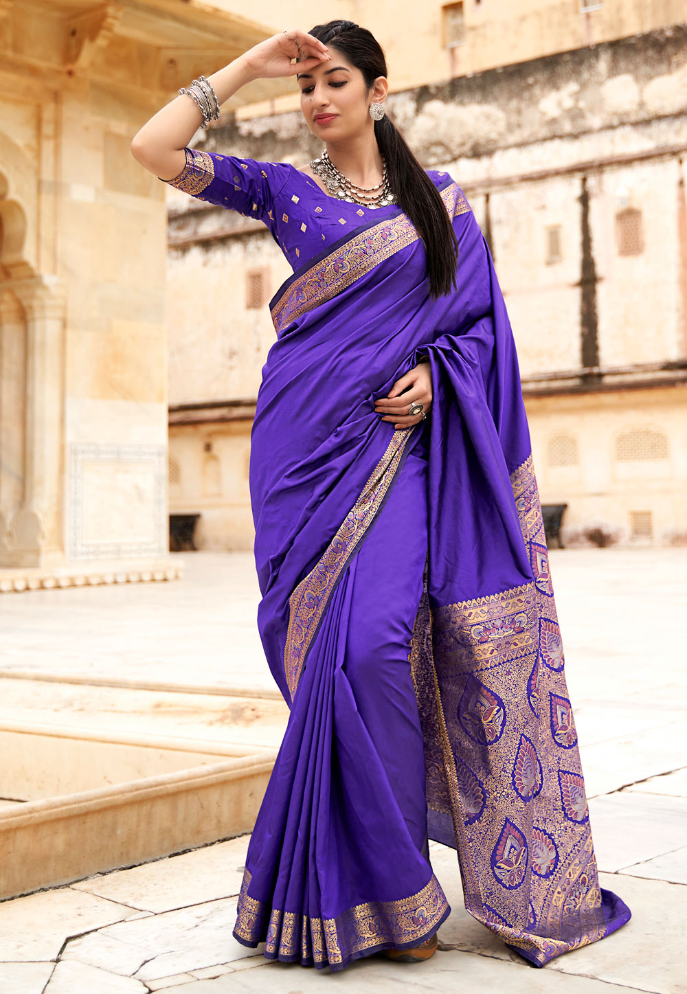 Blue Banarasi Silk Festival Wear Saree 232881