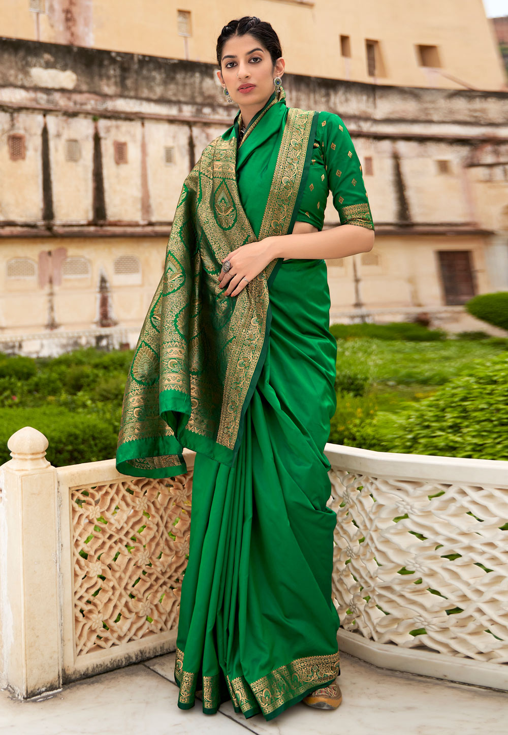 Green Banarasi Silk Festival Wear Saree 232883