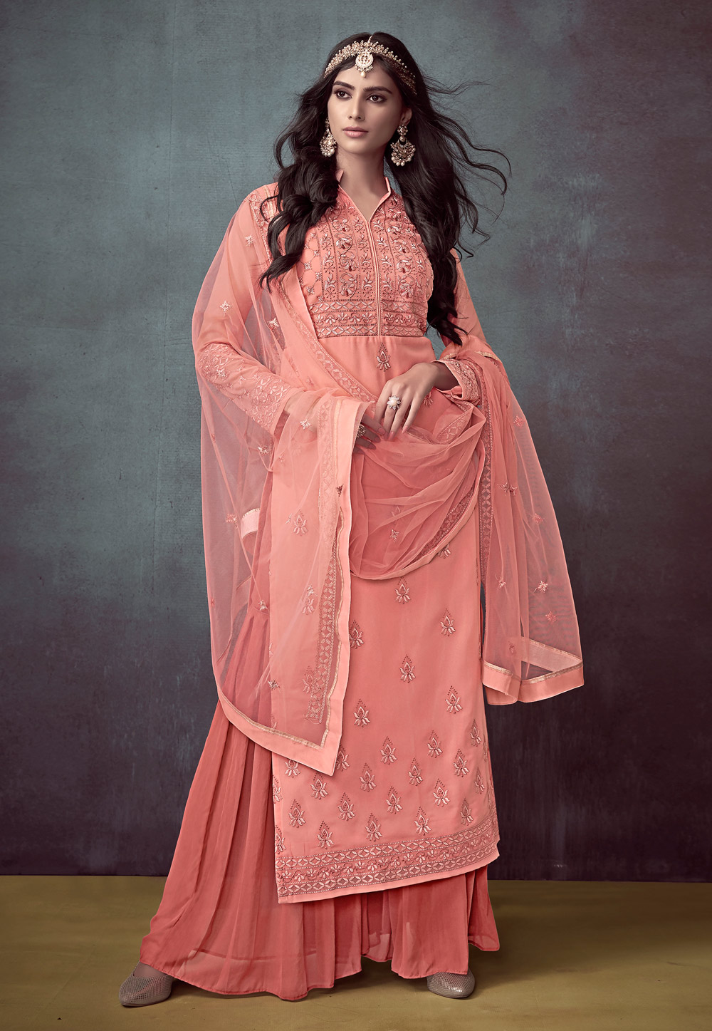 Pink Georgette Pakistani Style Suit 157417