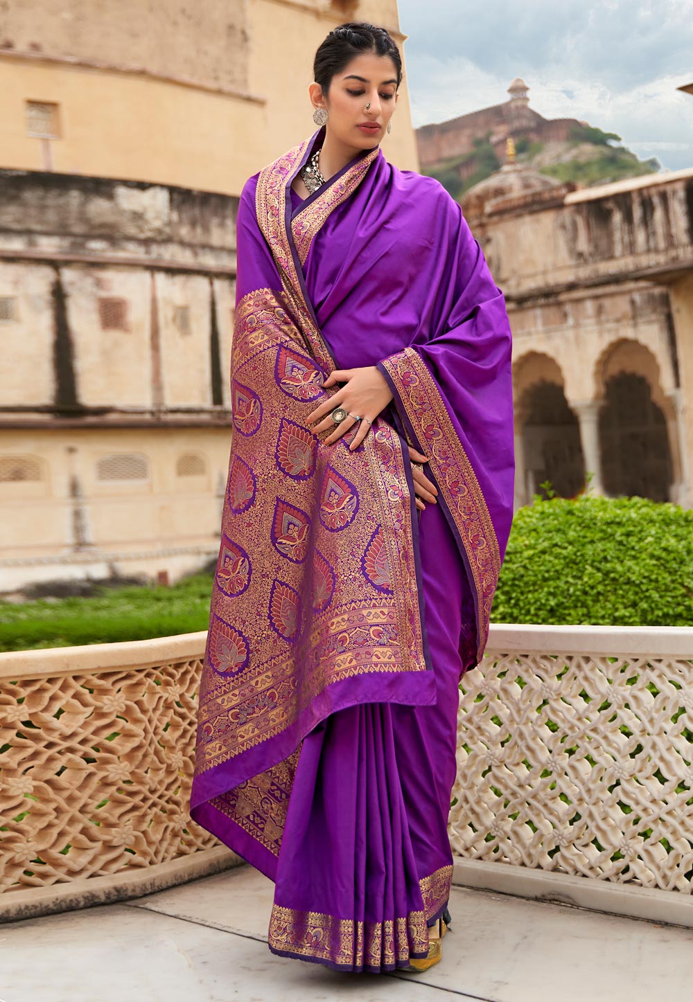 Purple Banarasi Silk Festival Wear Saree 232885