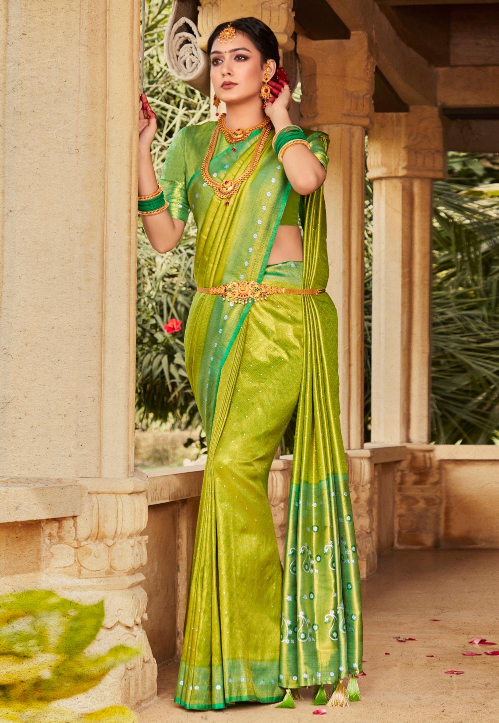 Light Green Kanjivaram Silk Saree With Blouse 266431