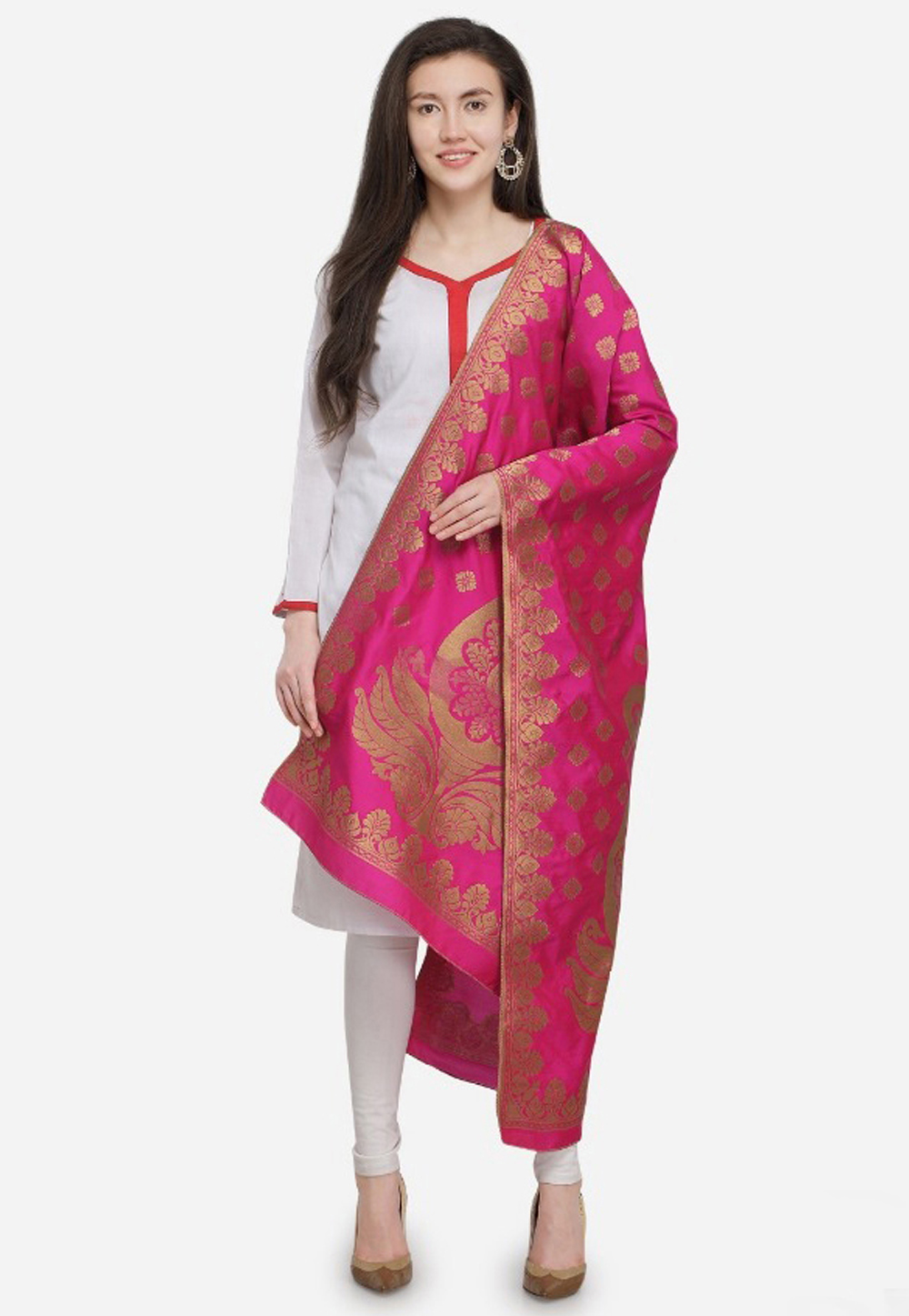 Magenta Banarasi Silk Dupatta 161076