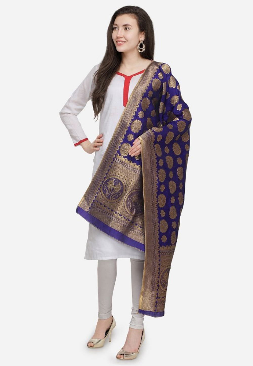 Blue Banarasi Silk Dupatta 161085