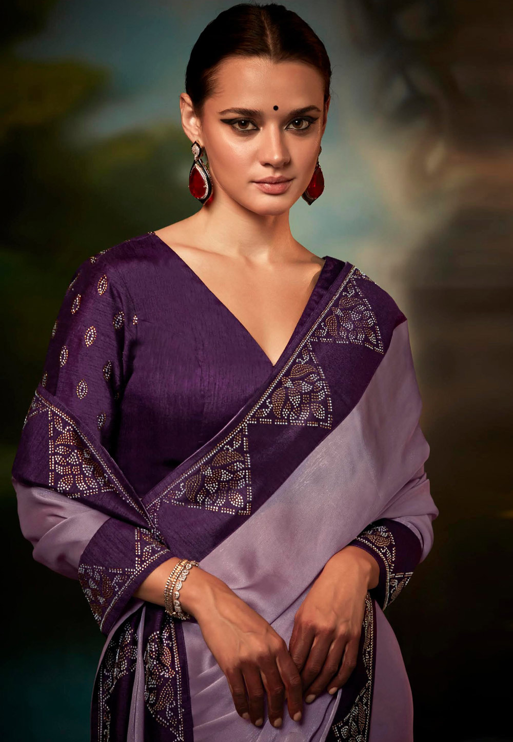 Purple silk saree with blouse 21037