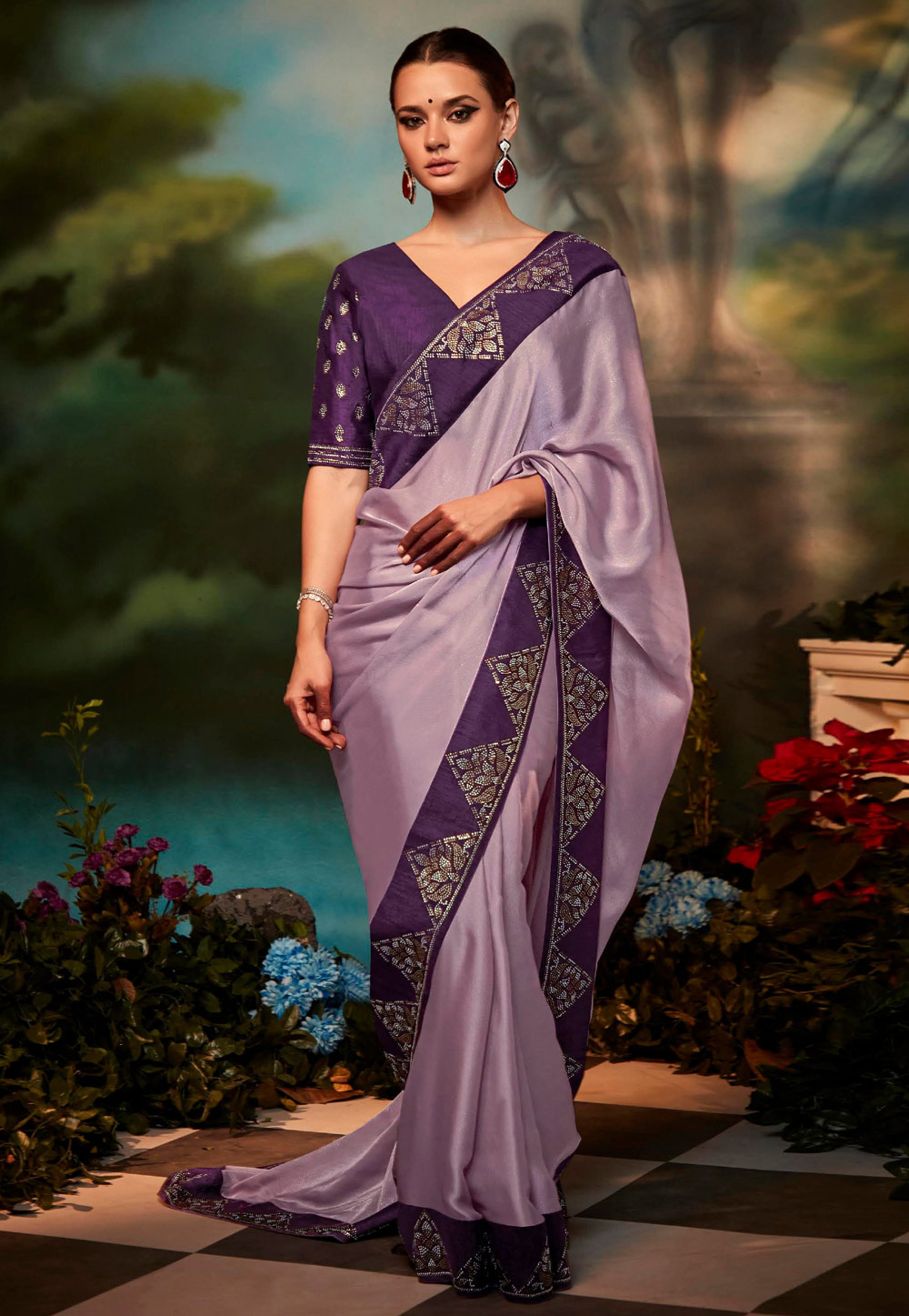 Light Purple Silk Saree With Blouse 256729