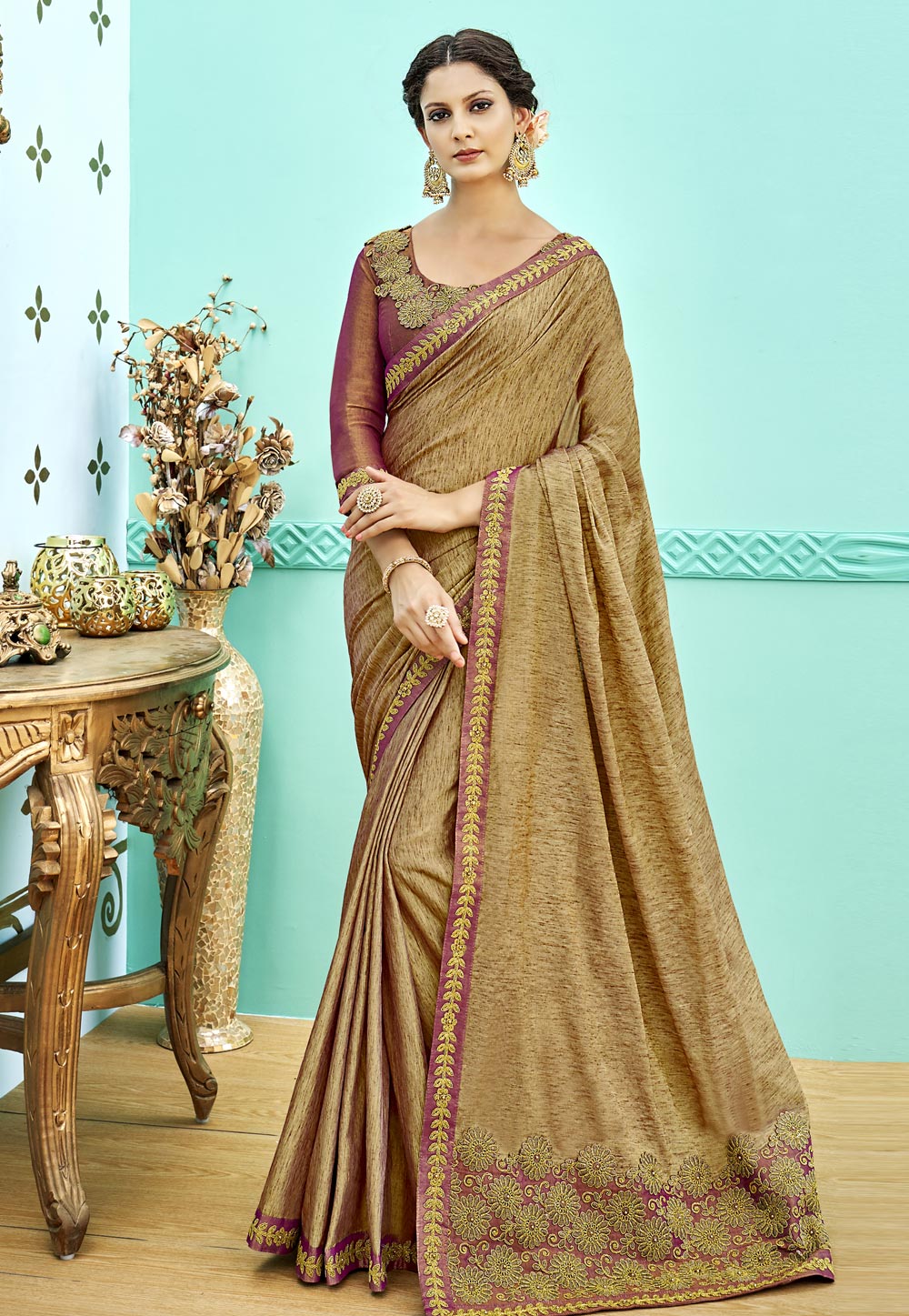 Golden Silk Festival Wear Saree 156692