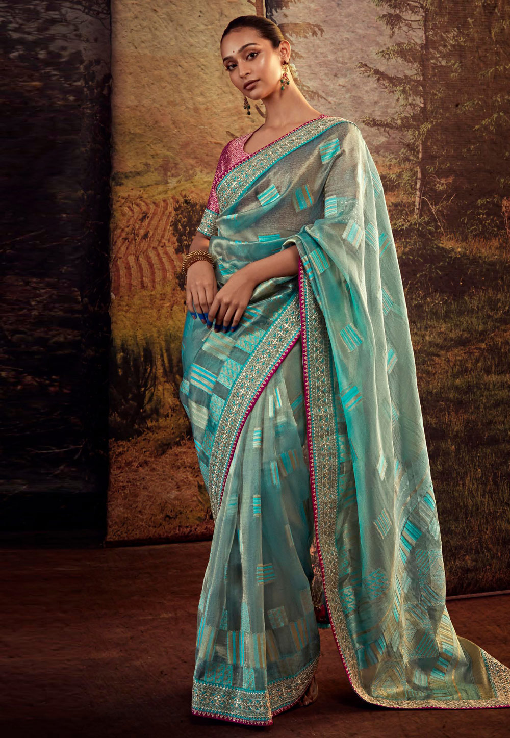 Sky Blue Soft Silk Saree With Blouse 269527