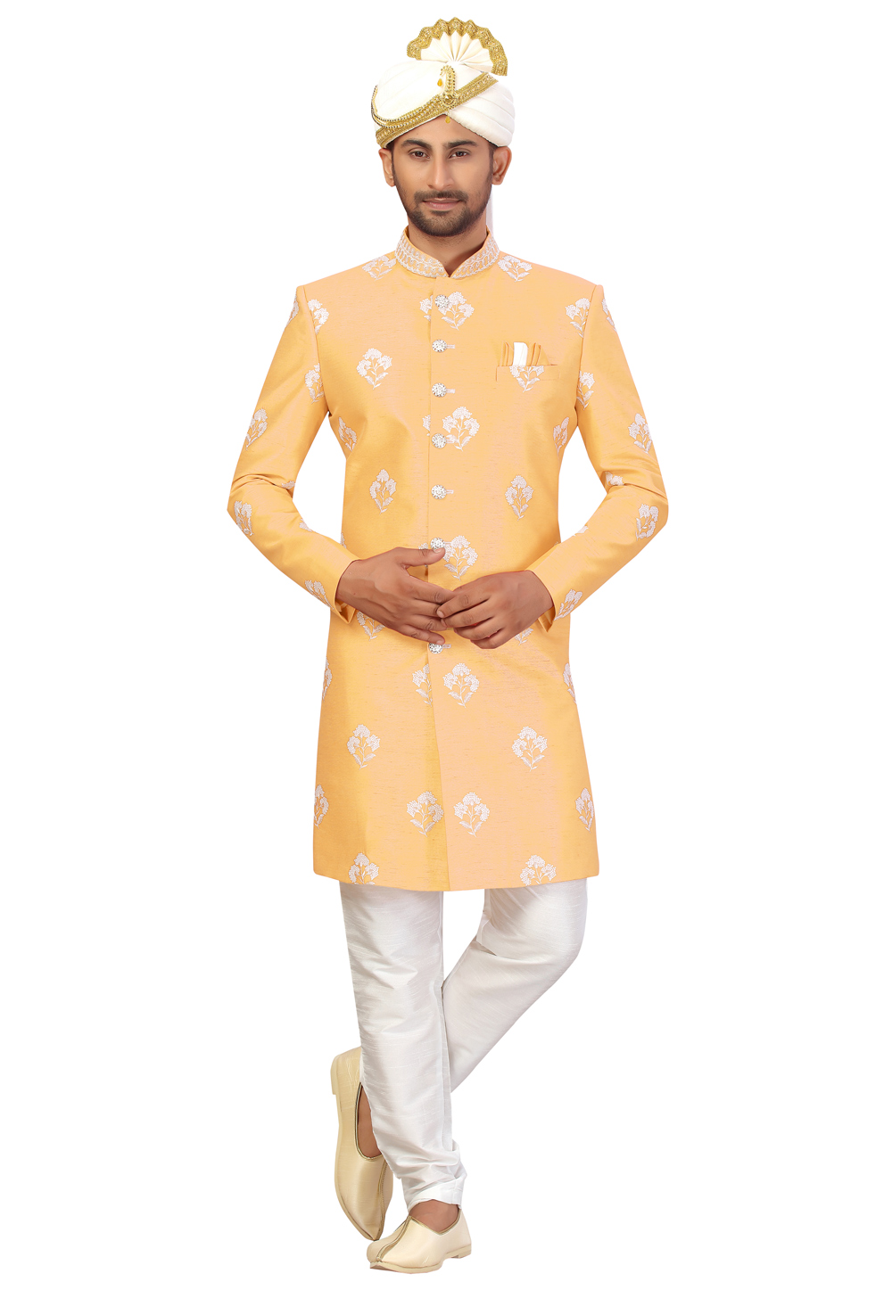 Yellow Art Silk Indo Western Suit 231339