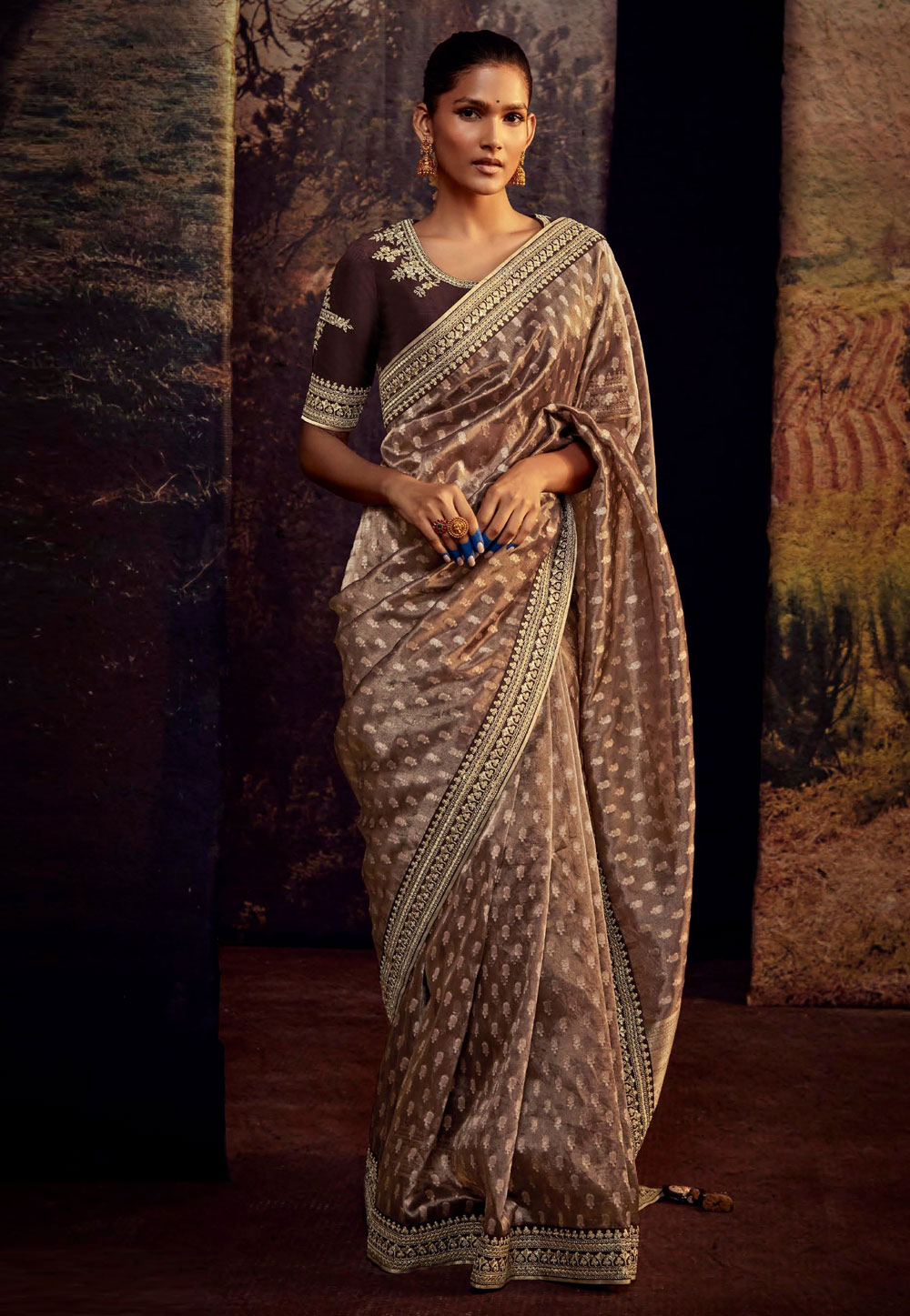 Brown Soft Silk Saree With Blouse 269531