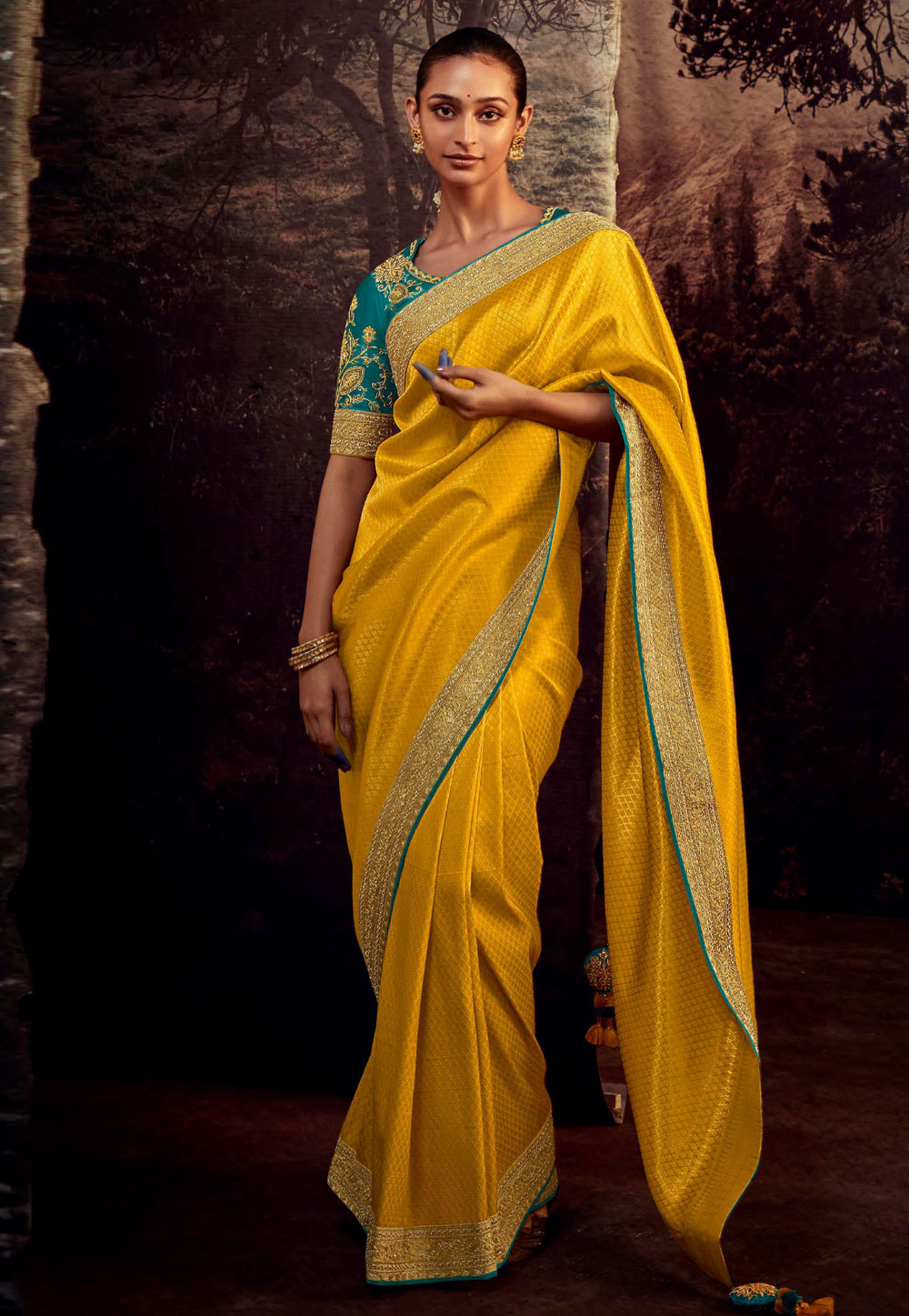 Mustard Soft Silk Saree With Blouse 269532