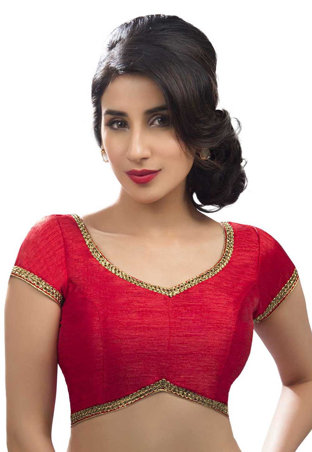 Red Dupion Silk Readymade Blouse 161470