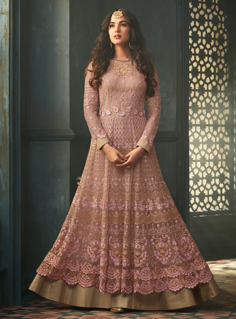 Sonal Chauhan Pink Net Layered Anarkali Suit 121842