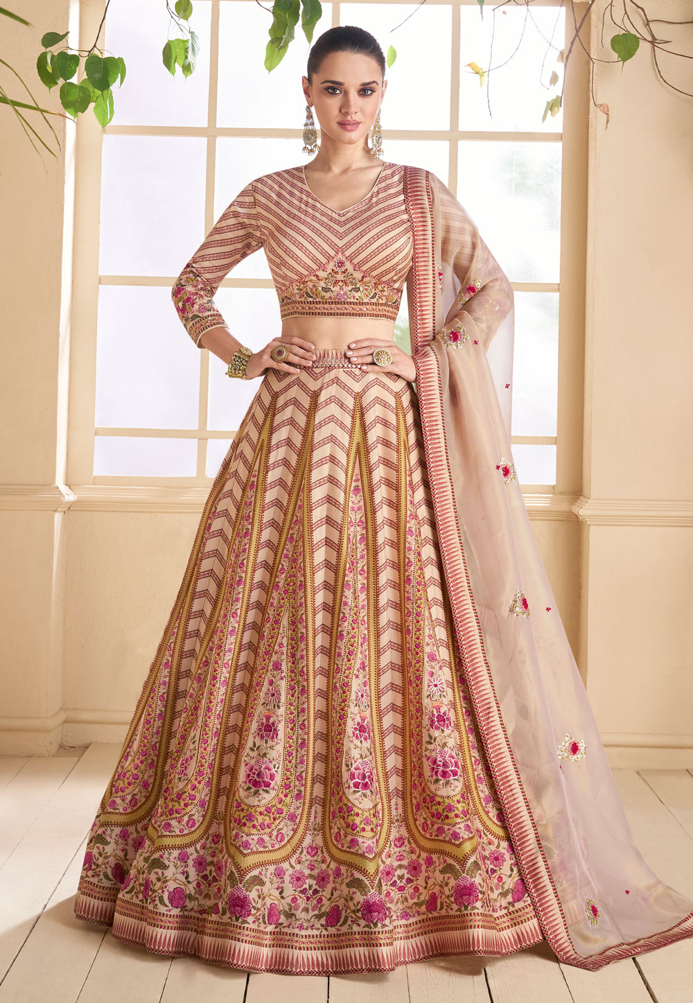 Beige Georgette Lehenga Choli 271417