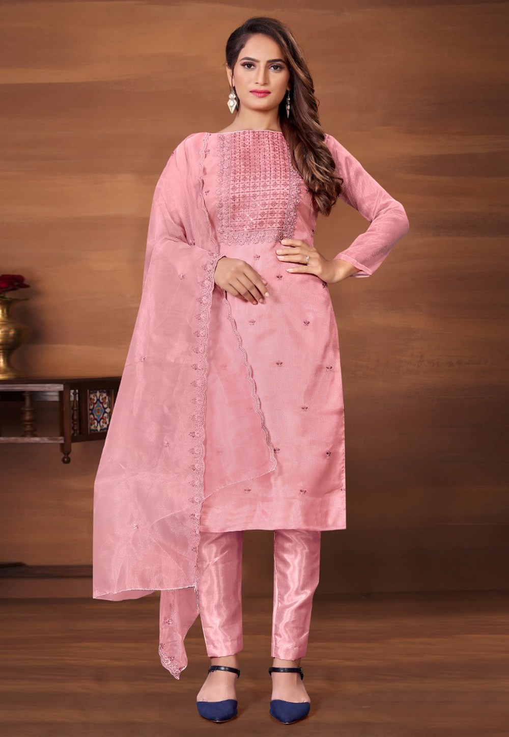 Pink Organza Pakistani Suit 248296