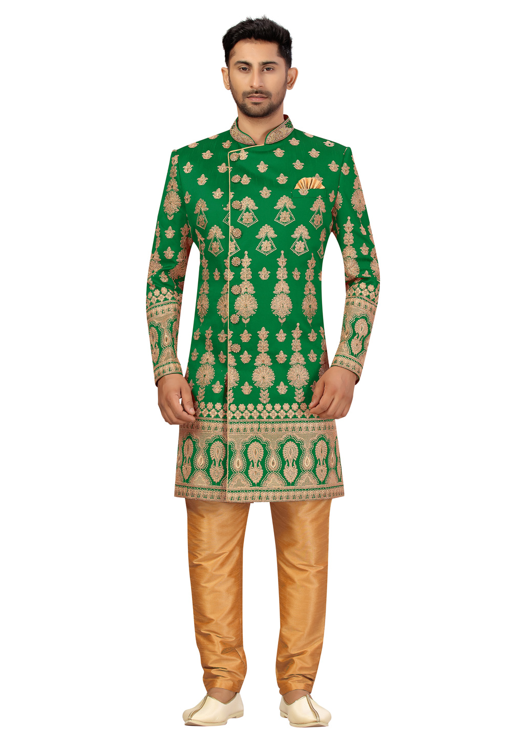 Green Art Silk Indo Western Suit 231344