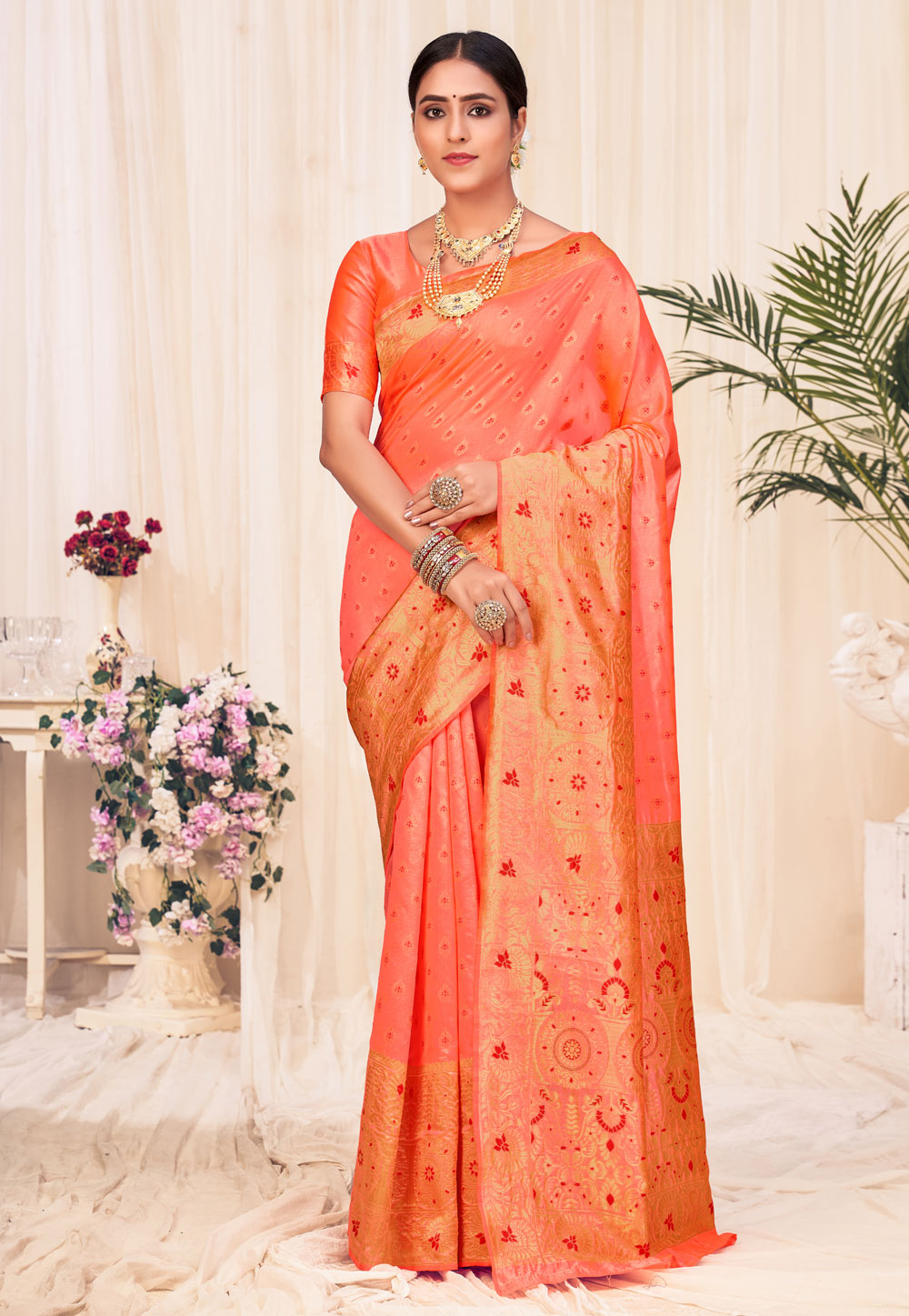 Pink Banarasi Silk Festival Wear Saree 233310