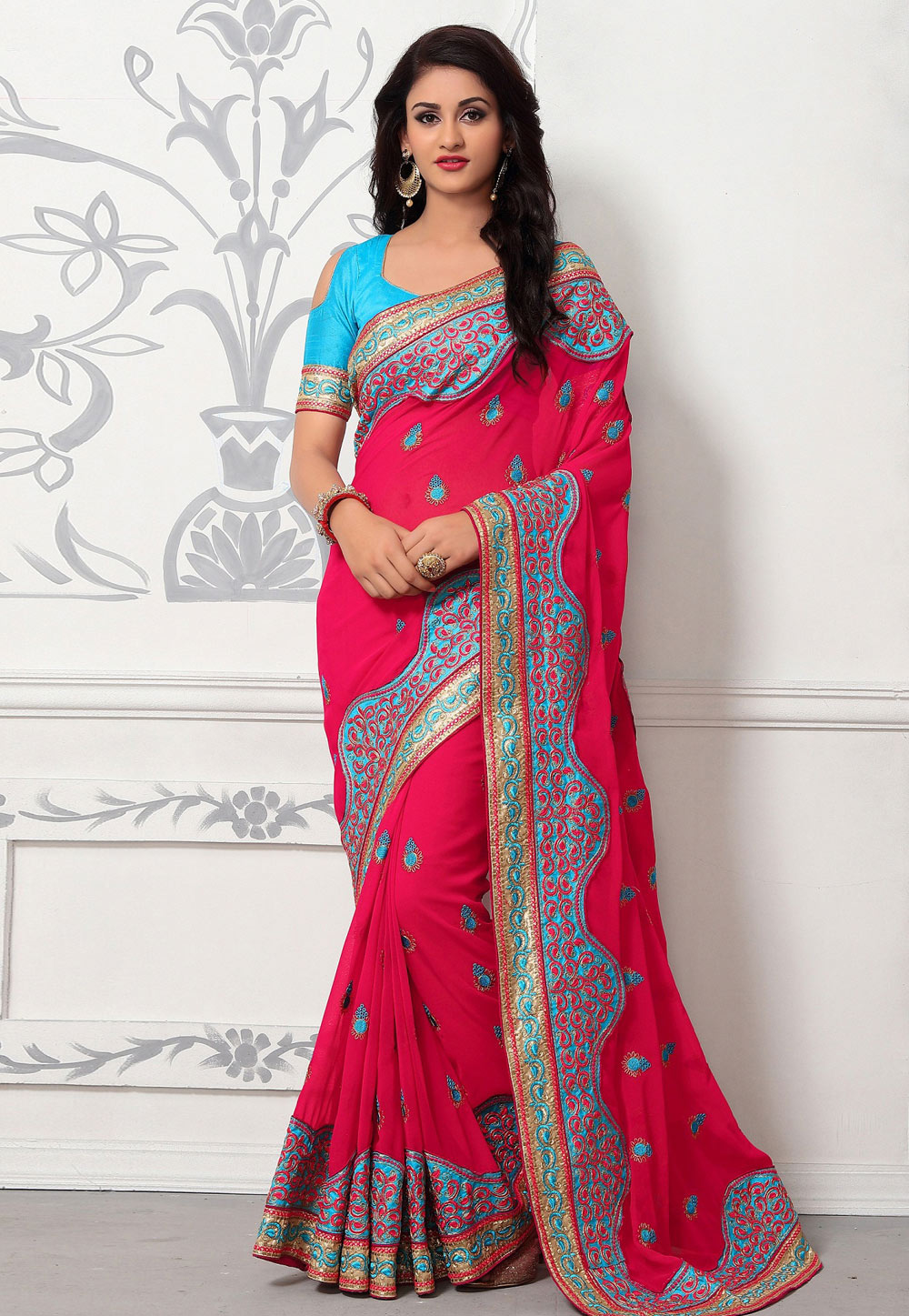 Magenta Georgette Festival Wear Saree 159871
