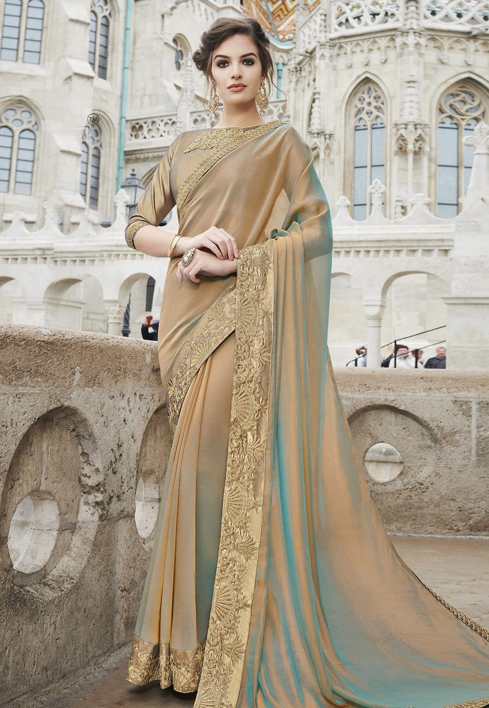 Beige Georgette Festival Wear Saree 160559