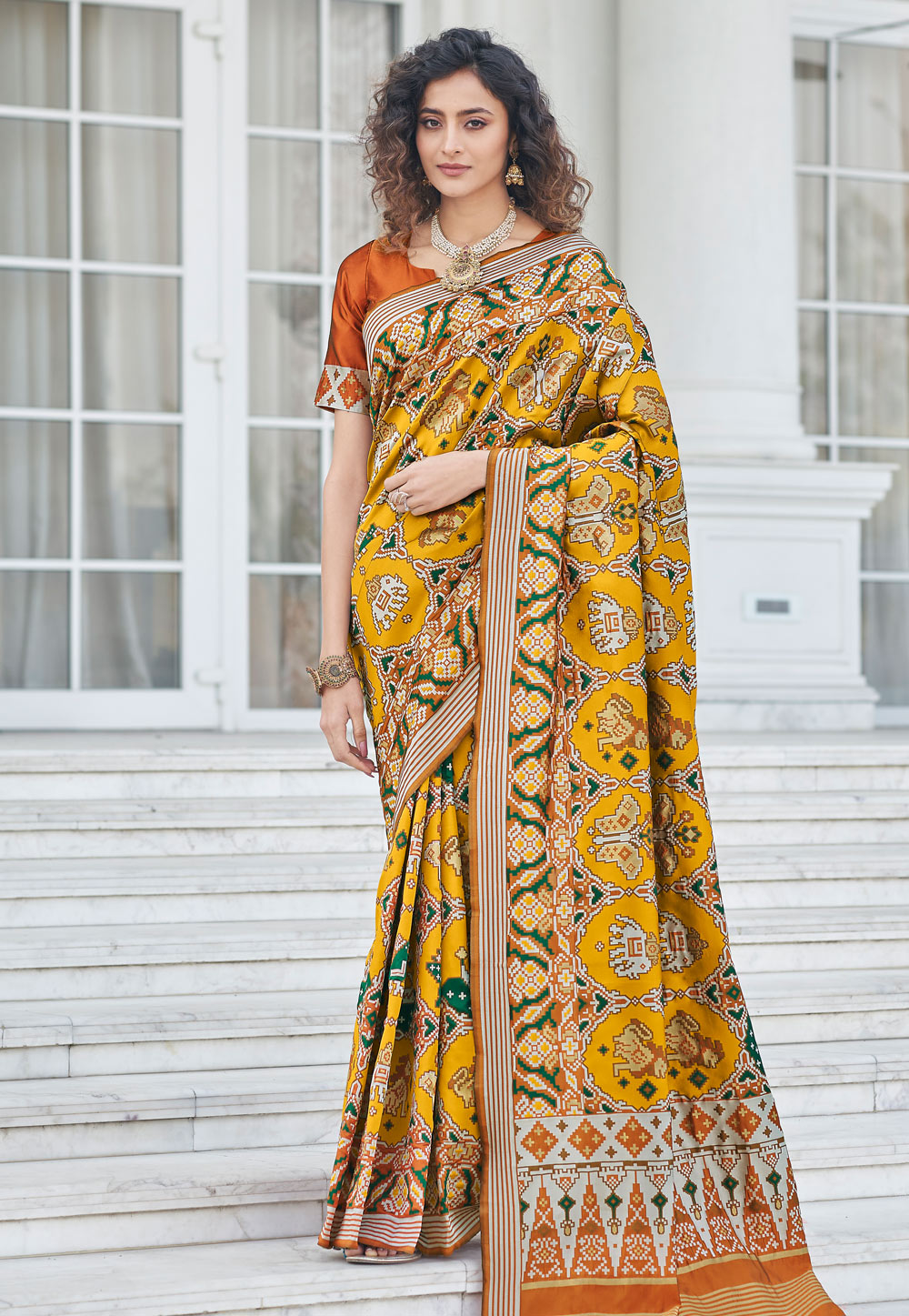 Yellow Patola Silk Saree With Blouse 249721