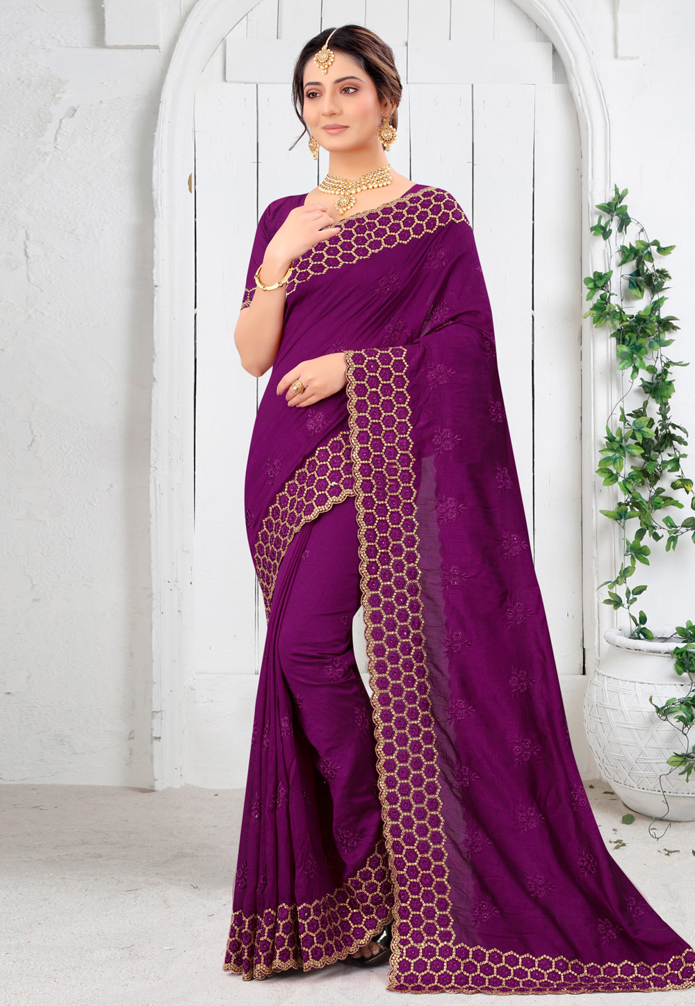 Purple Silk Festival Wear Saree 232992