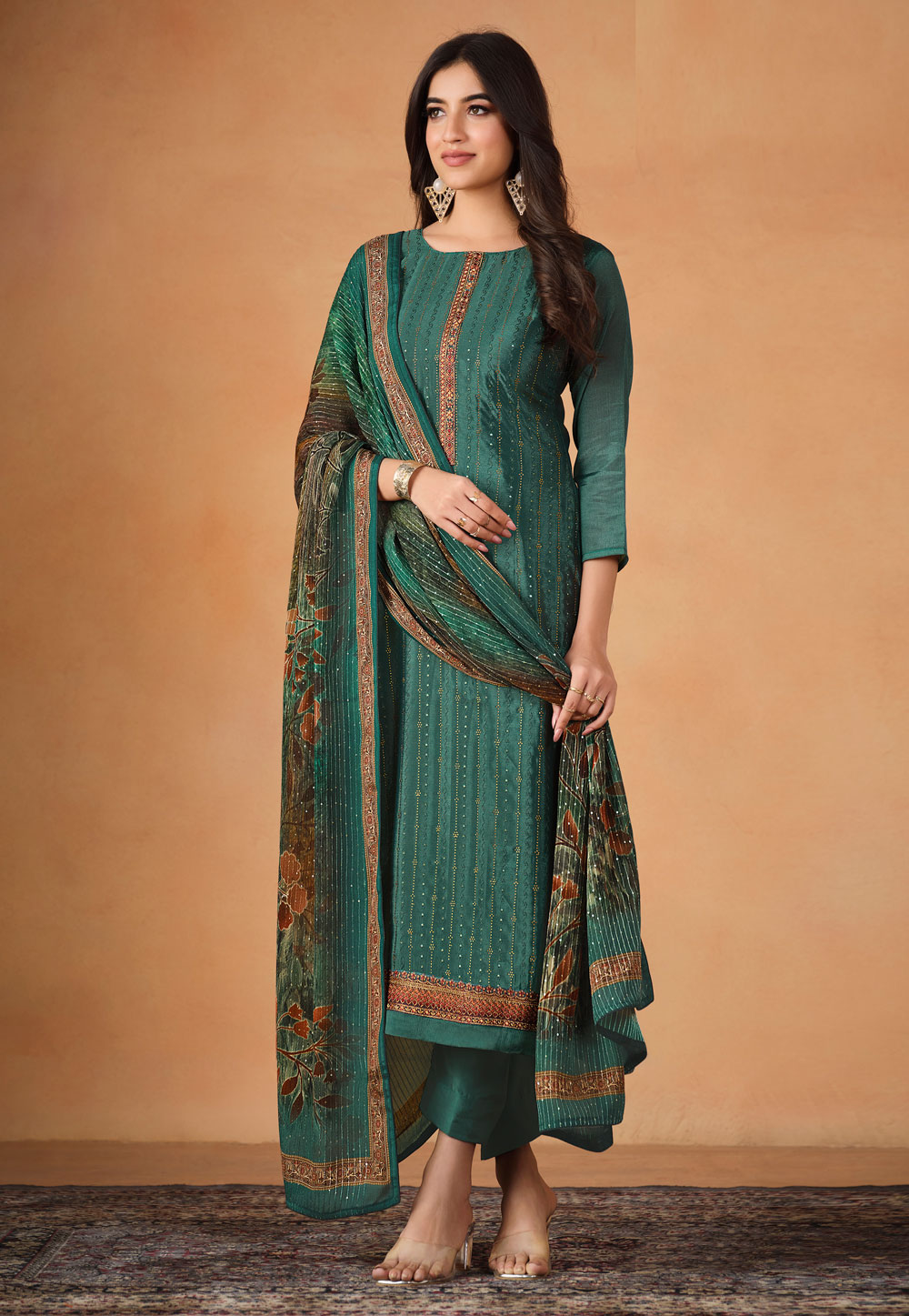 Green Chinon Straight Suit 272970