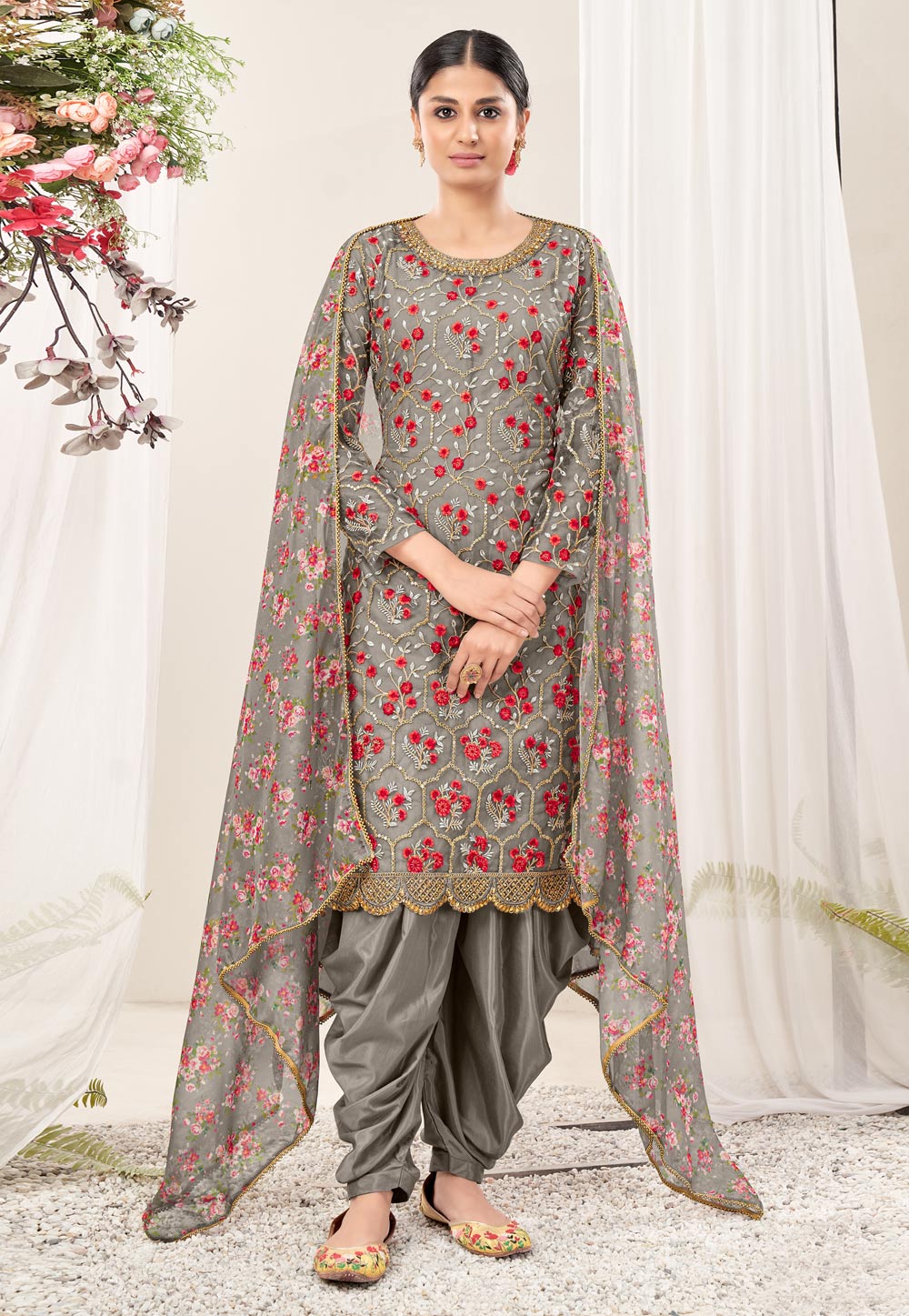 Gray sale punjabi suit