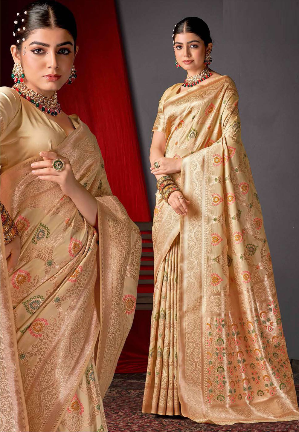 Beige Silk Saree With Blouse 272002