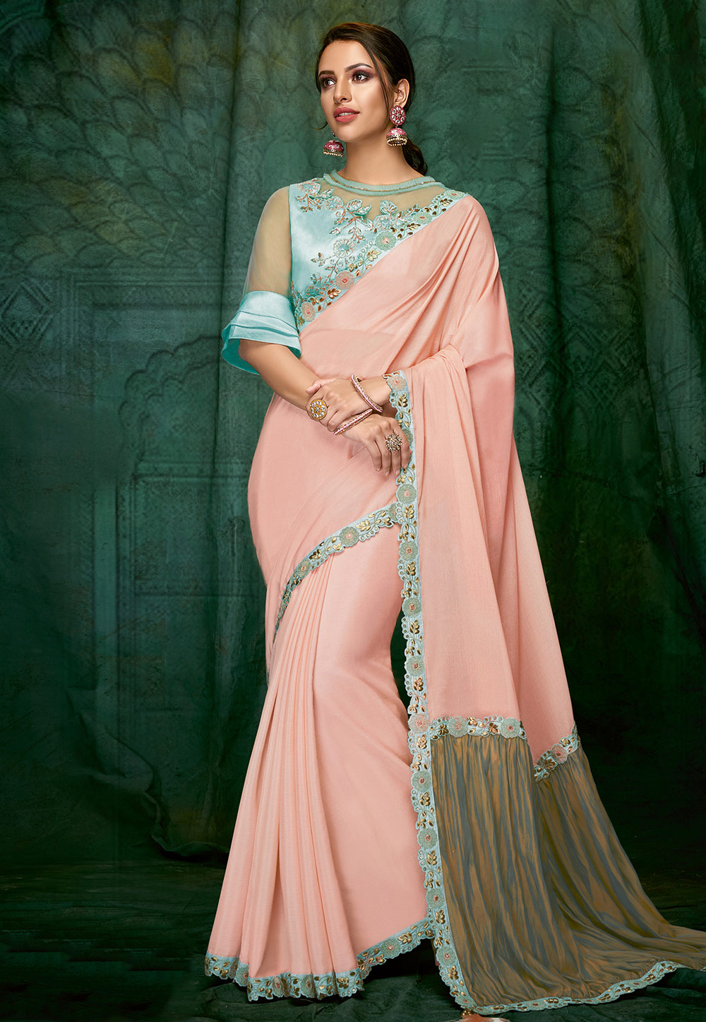 Light Pink Silk Festival Wear Saree 185227