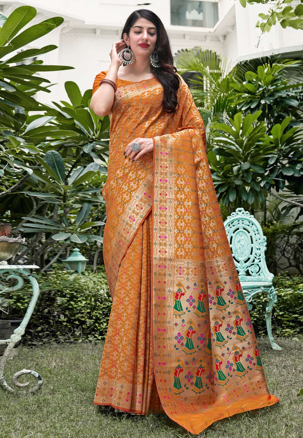Orange Silk Festival Wear Saree 234760