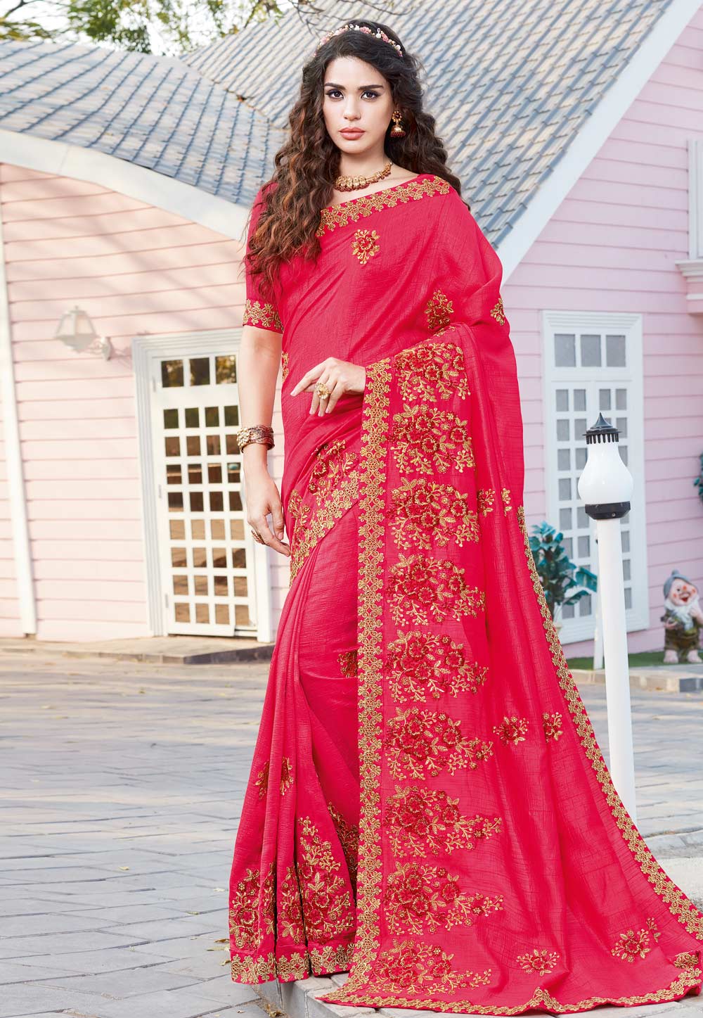 Pink Silk Festival Wear Saree 230513