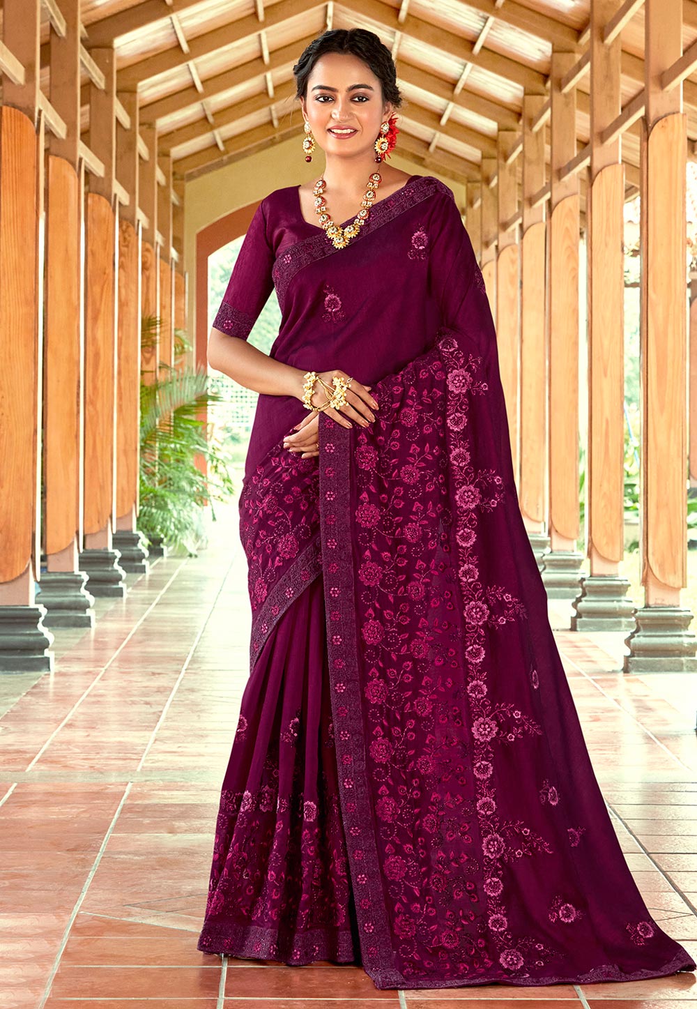 Purple Silk Saree With Blouse 247575