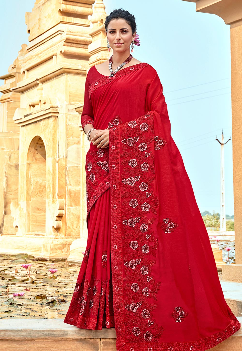 Red Silk Saree With Blouse 247580