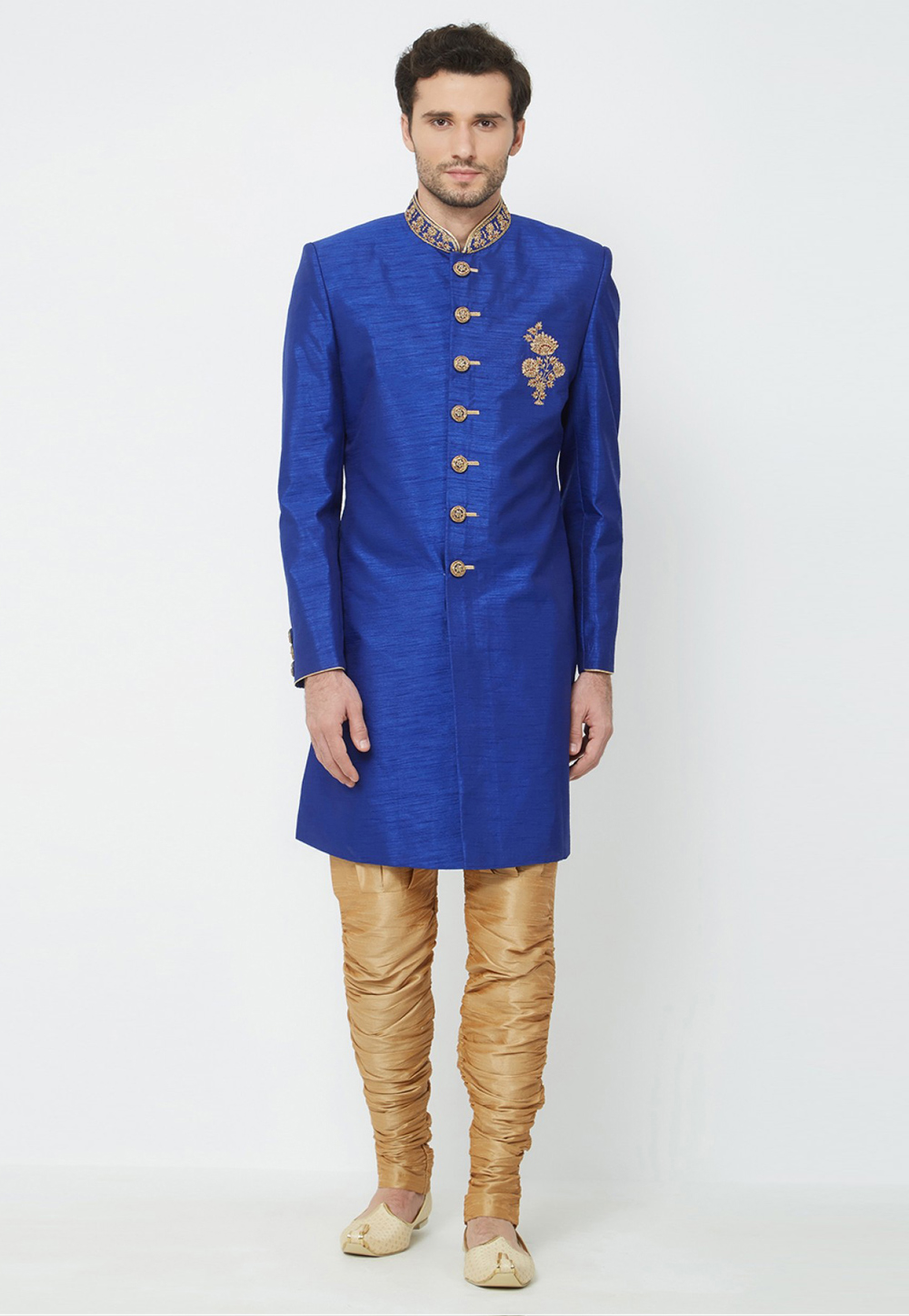 Blue Silk Indo Western Suit 231355