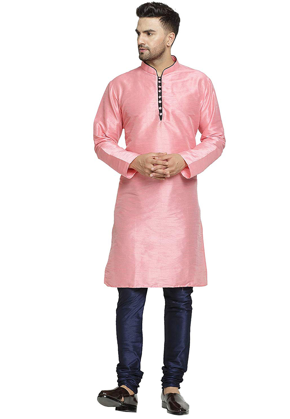 Pink Dupion Silk Readymade Kurta Pajama 193005