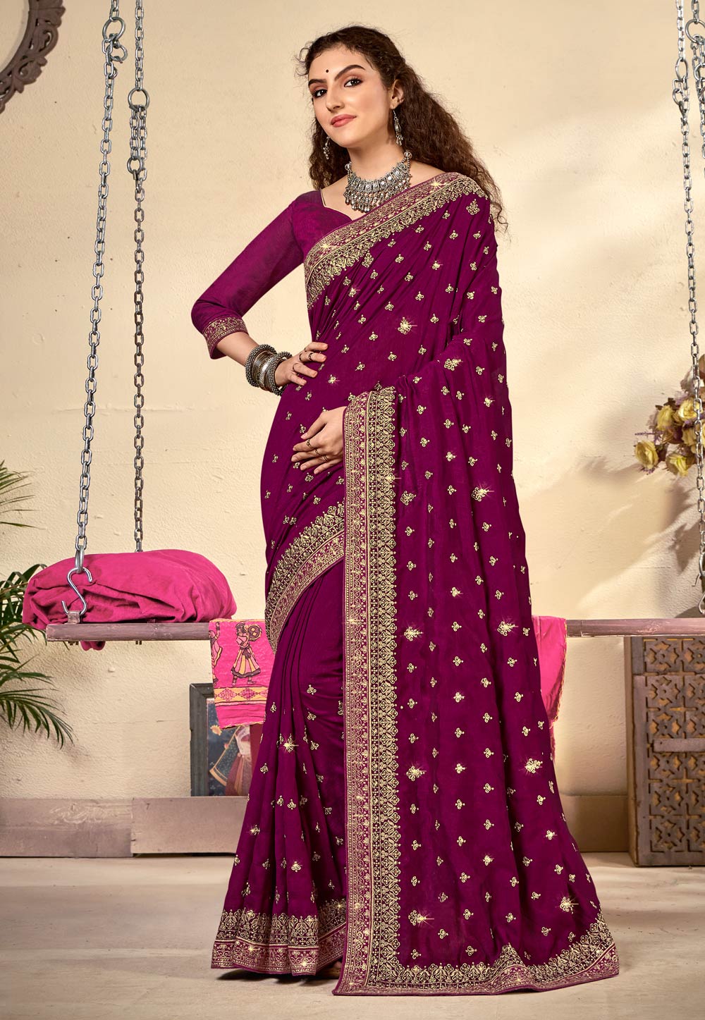 Purple Silk Saree With Blouse 245391