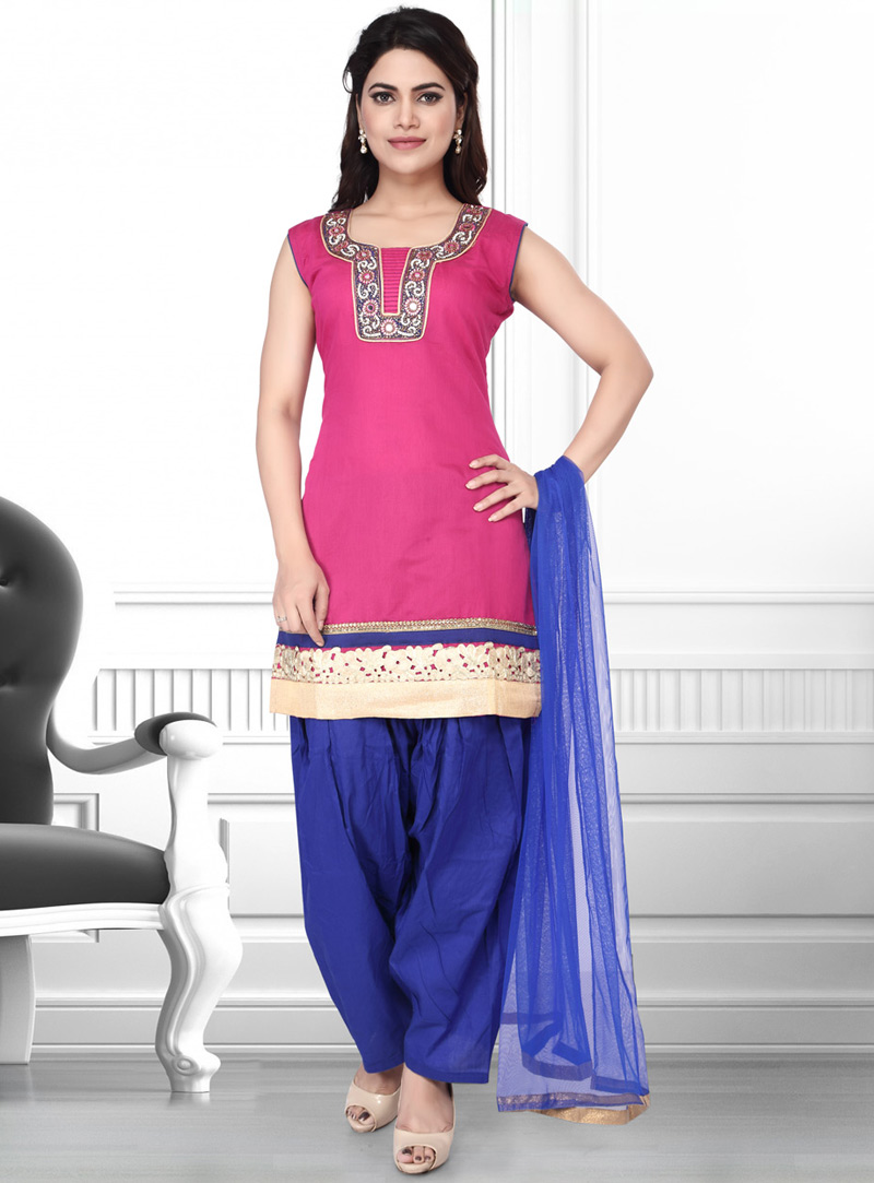 Pink Art Silk Readymade Punjabi Suit 76778