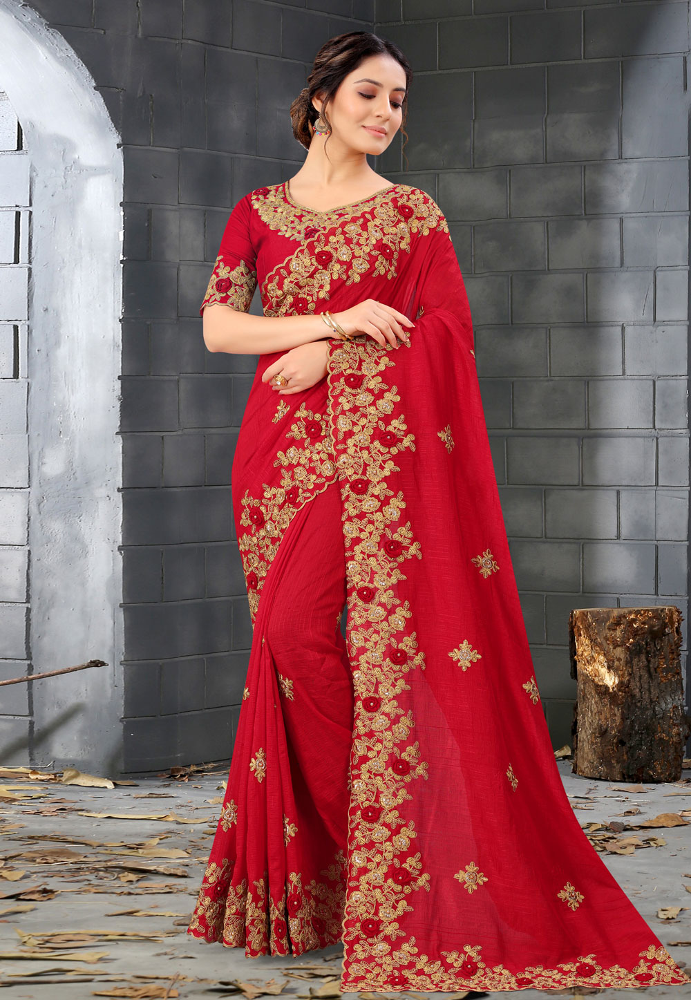 Red Silk Festival Wear Saree 233926