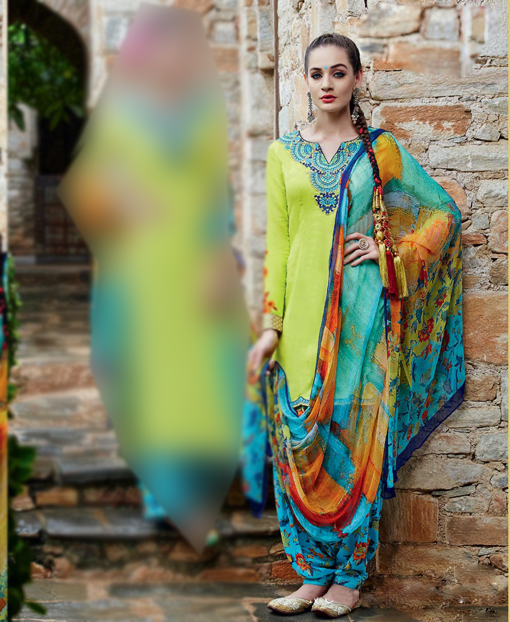 Green Cotton Satin Punjabi Suit 57773